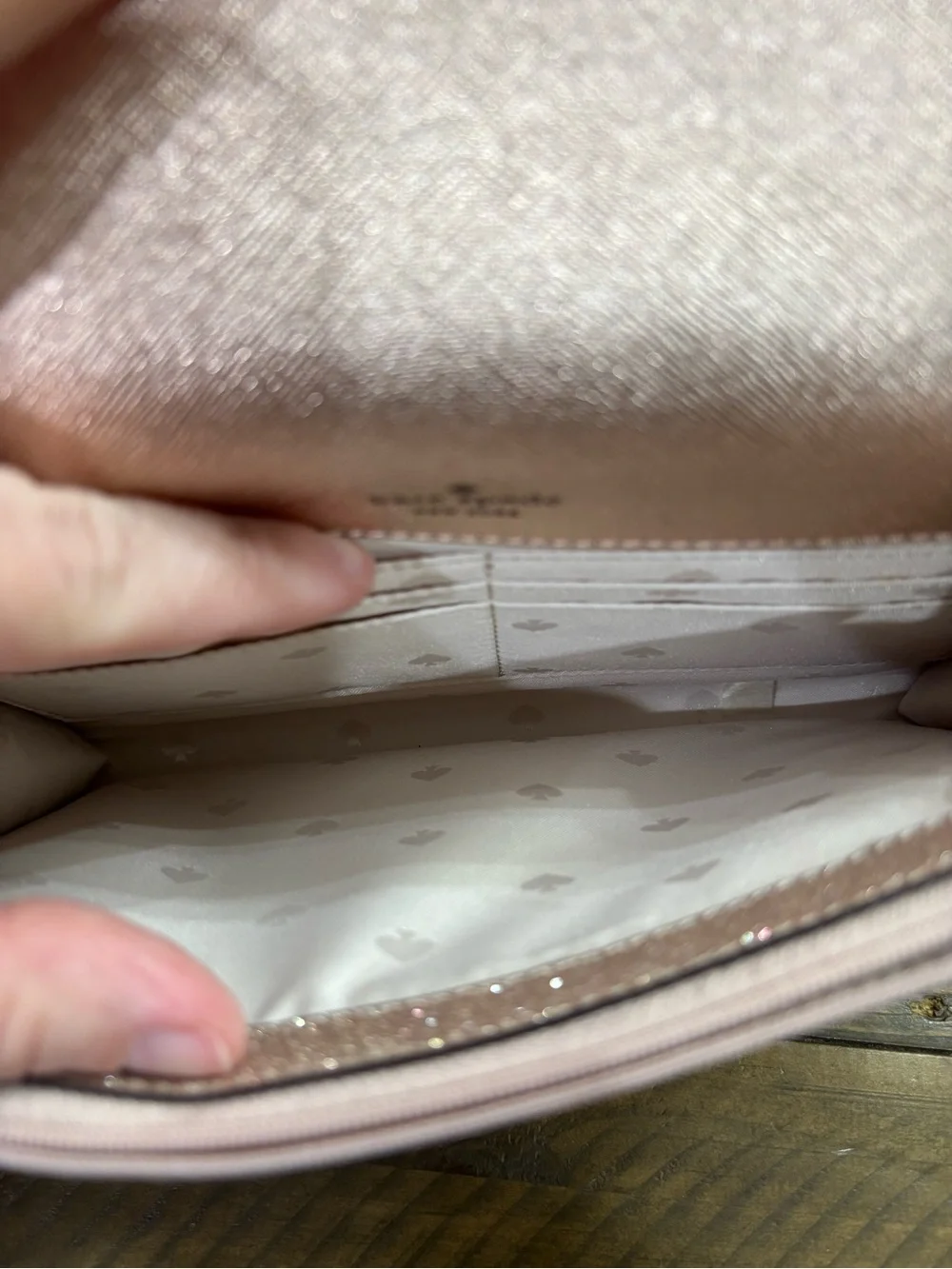 Kate Spade Glitter Flap Crossbody in Rose Gold